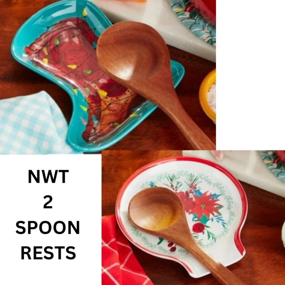 NWT Set of 2 The Pioneer Woman Spoon Rests Christmas Holiday Melamine AK…